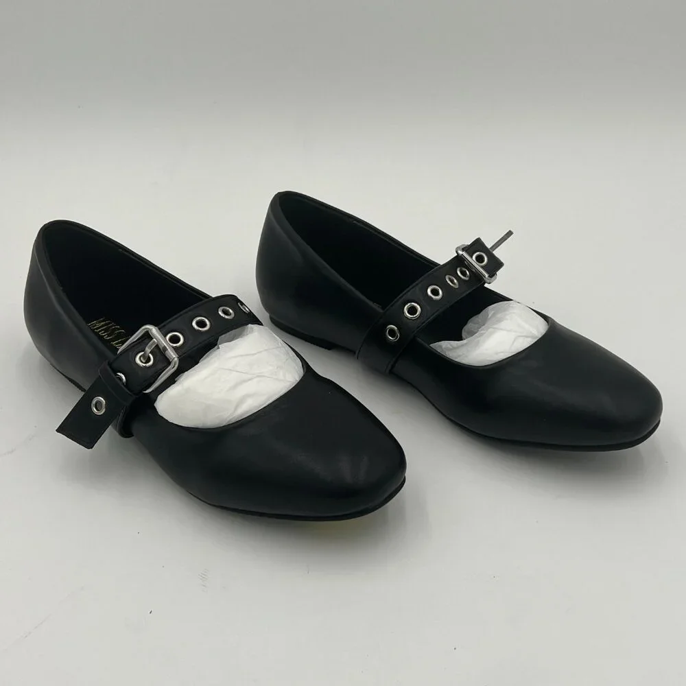 Classic Black Square-Toe Mary Jane Flats